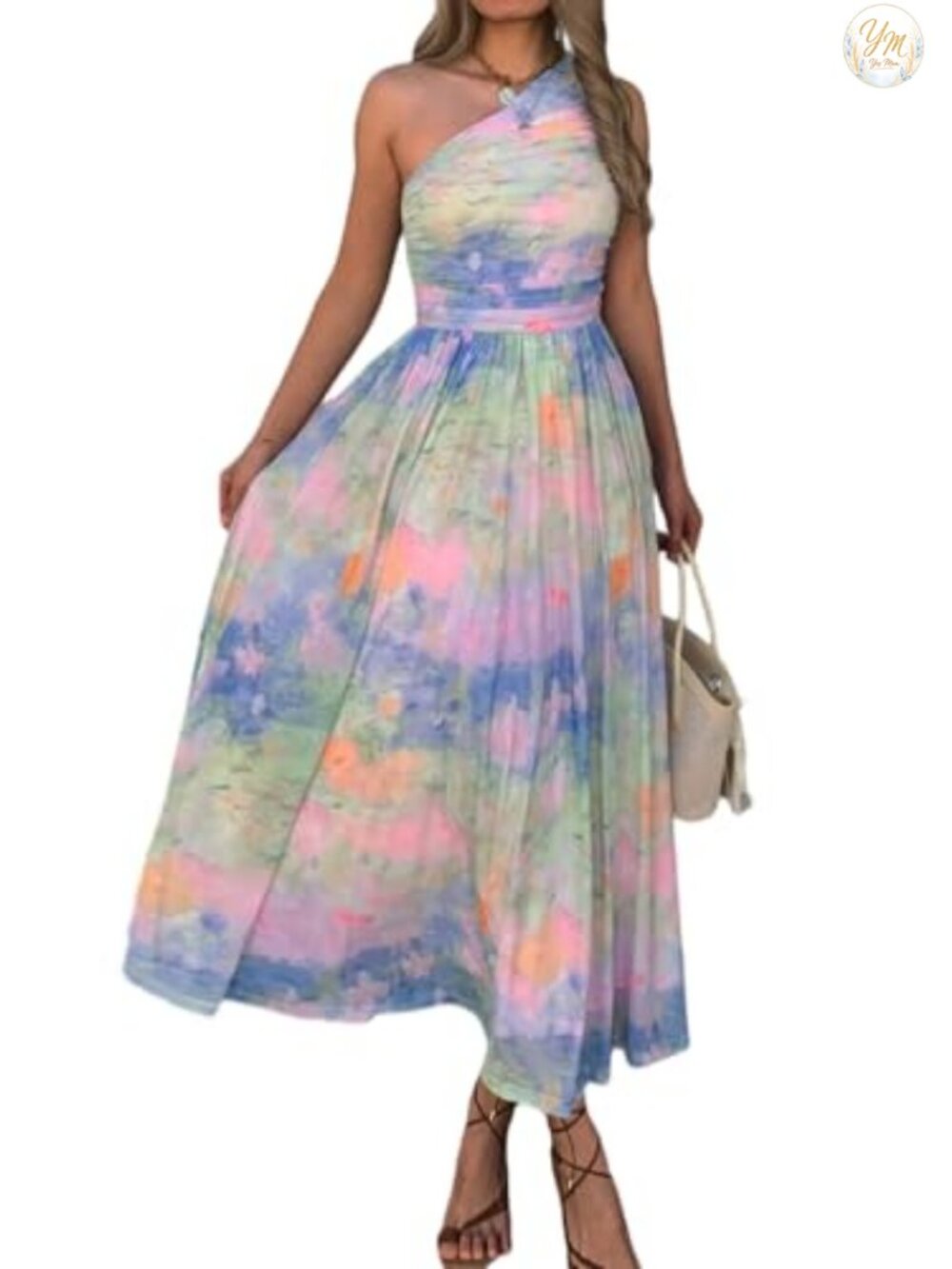 Floral One Shoulder Lace Long Sleeve Mini Dress